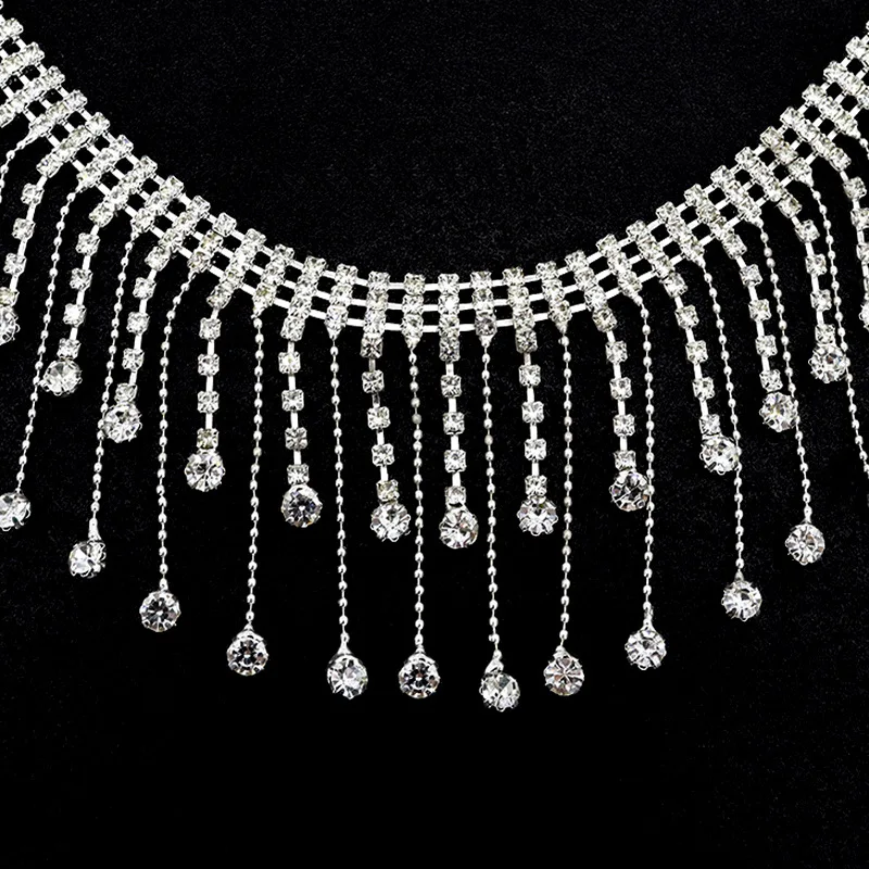 10Yards Strass Trim Fransen unregelmäßige Quaste Kette Diamant Kristall Kleidung Tasche DIY Hochzeits dekoration Geschenk Strass Band – Detail 5
