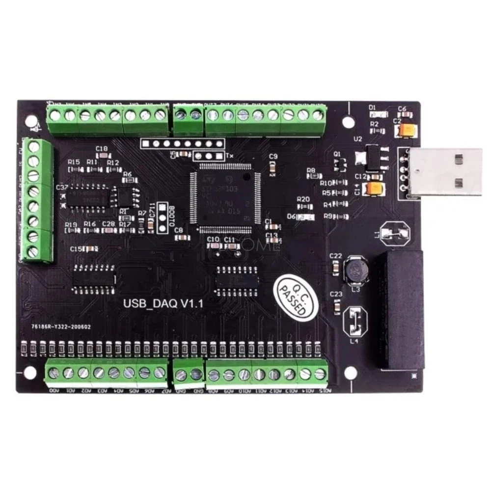 وحدة الحصول على البيانات USB DAQ 16AD 2AO 8DI 8DO PWM Counter 16 مدخل تناظري أحادي الطرف 12 بت 100Ksps، مثال LabVIEW Matlab #1
