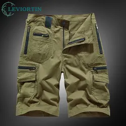 Mens Cargo Shorts Multiple Pockets  Workwear Hiking Shorts Regular Fit Men's Elastic Waist Washed  Cotton Cargo Long Shorts