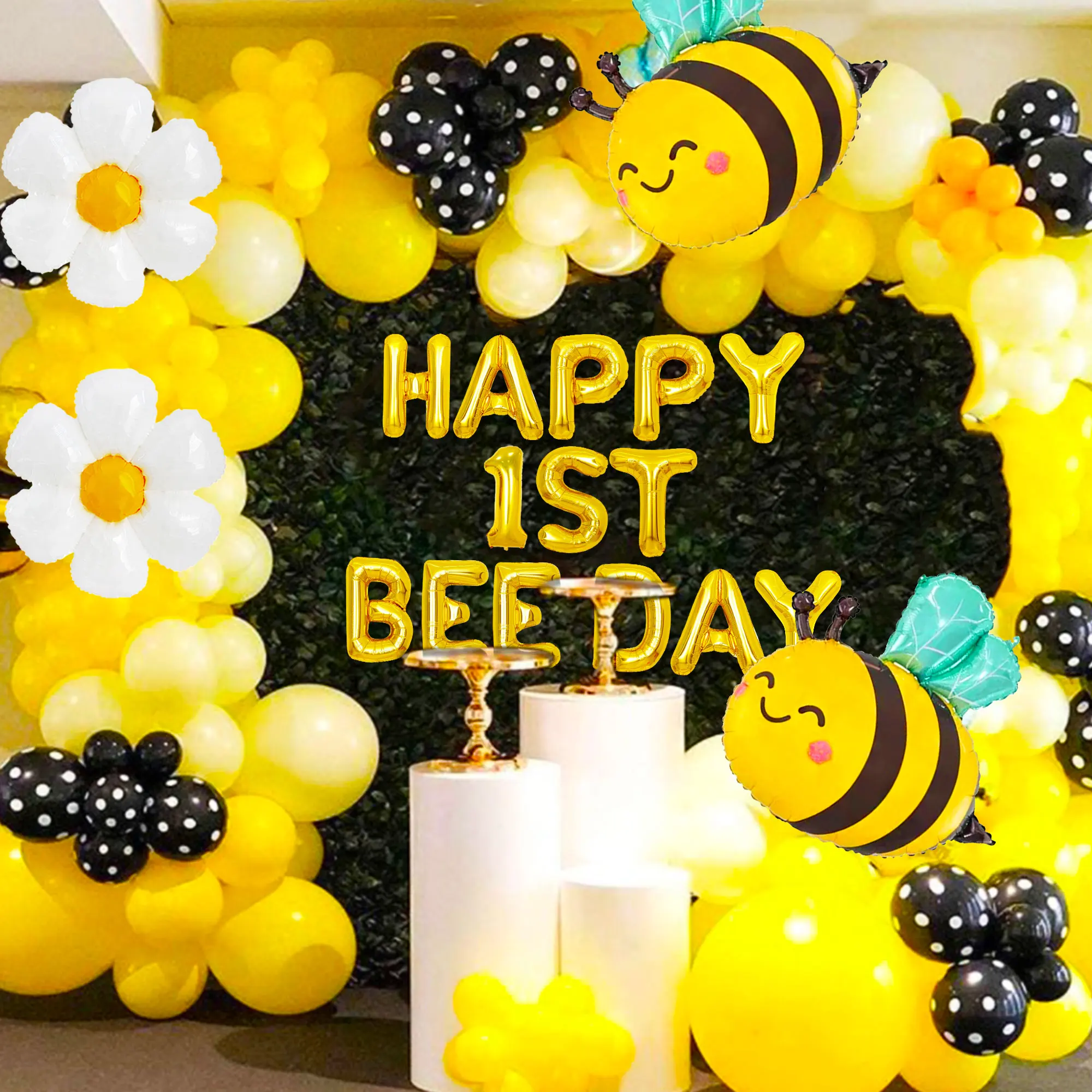 LaVenty Happy 1st Bee Day Balloon Birthday Decoration So Sweet to Bee Half Way To One Decoration Half Birthday Party Supplies