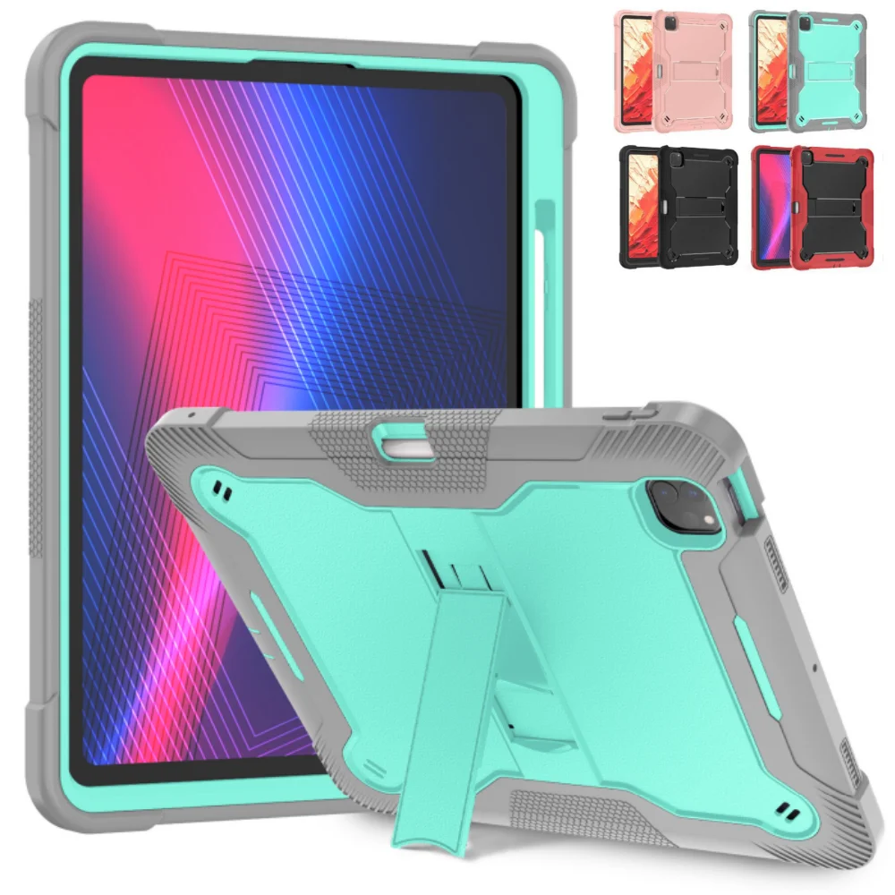 Case for iPad Air 13 2024 Newest Full-Body Shockproof Silicone Tablet Cover for iPad Pro 13 Inch Built-in Kickstand & Pen Holder