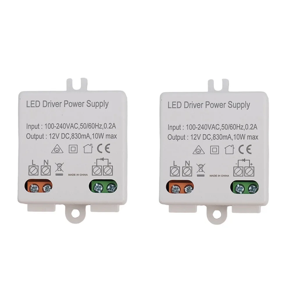 

2pcs LED Electronic Transformer 100-240V AC To 12V DC 10W LED Driver Power Supply For LED Light Strips Doorbells LED Indicators