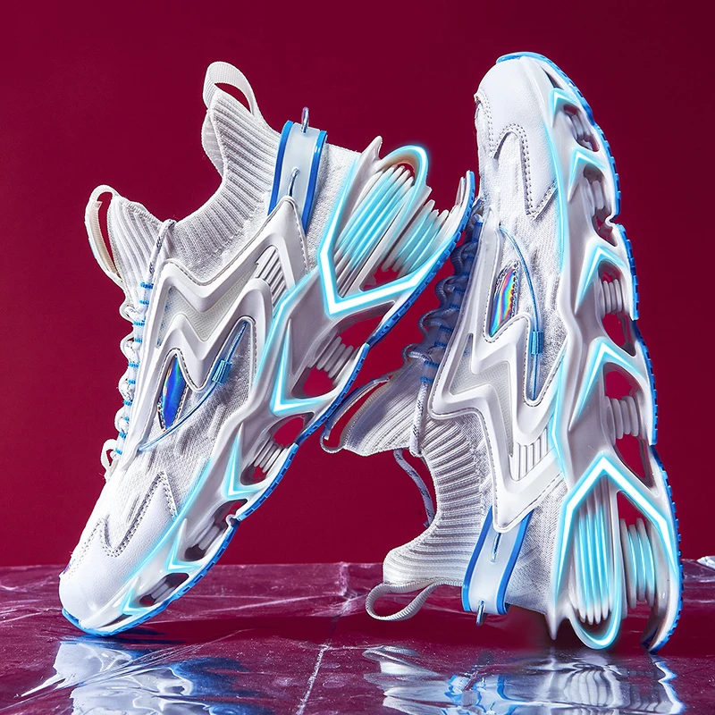 

Lightweight Bounce Blade Warrior Shoes with Spring Soles for Shock Absorption - Trendy Streetwear Men's Dad Shoes