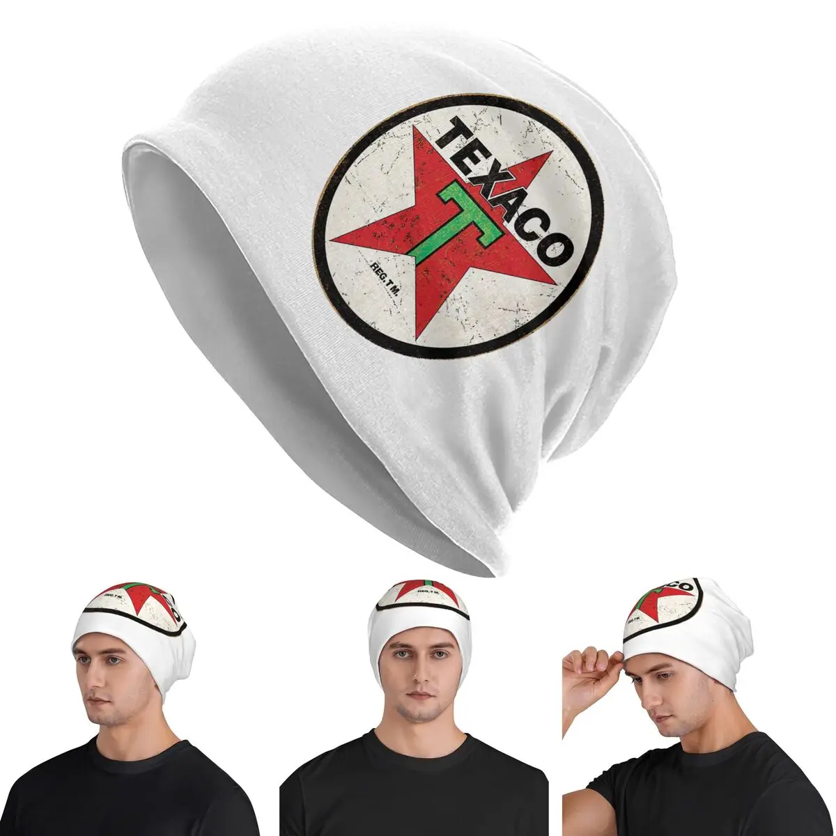 Texaco Distressed Sign Skullies Beanies Hats Warm Autumn Winter Outdoor Cap Knitted Bonnet Caps for Unisex Adult