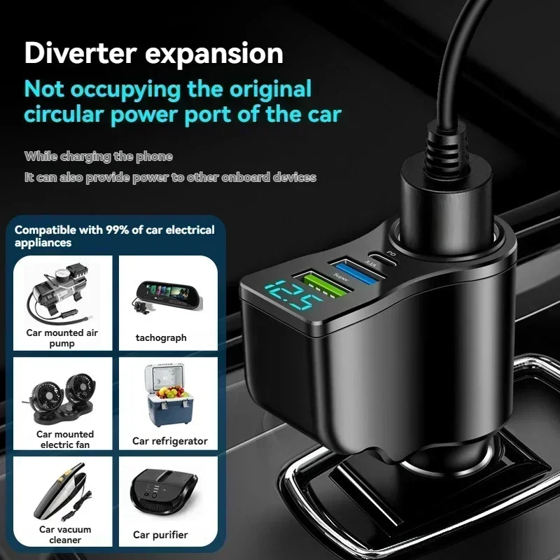 66W 4 Ports Car Charger Fast Charging USB Type C Car Lighter PD QC3.0 Car Phone Charger For iPhone Samsung Huawei Xiaomi - view 4