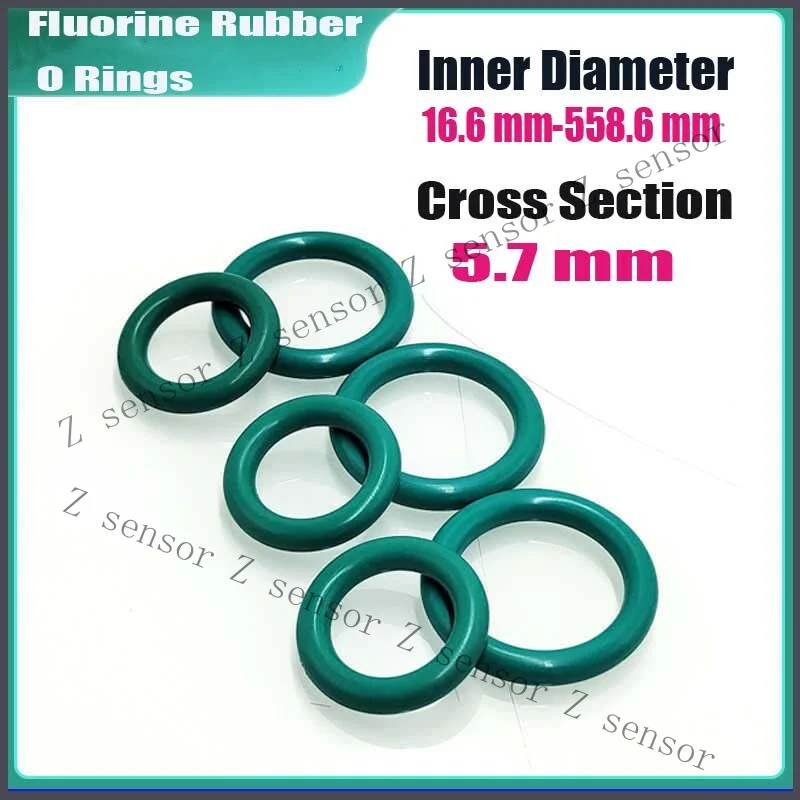 Z+ O-Rings FKM Fluorine Rubber Oil Resistant Seals 16-558mm ID 5.7mm Cross Section