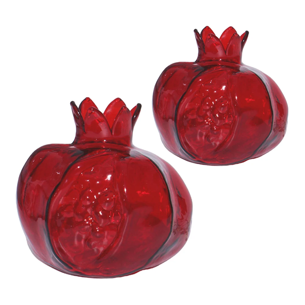 

2Pcs Red Glass Pomegranate Vase Nordic Style Floral Vase for Contemporary Home Decor Flower Arrangement Holder for Bedroom