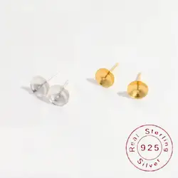 3/4/5/6/8mm S925 Sterling Silver Earring Base,No easy color loss DIY Ear Studs Accessories Jewellery Making Supplies SE9