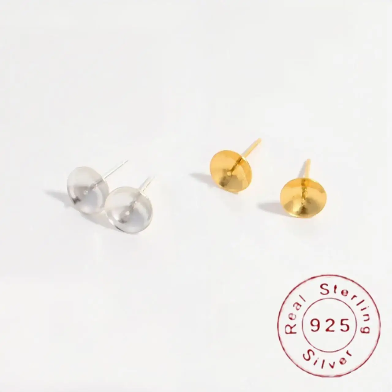 3/4/5/6/8mm S925 Sterling Silver Earring Base,No easy color loss DIY Ear Studs Accessories Jewellery Making Supplies SE9