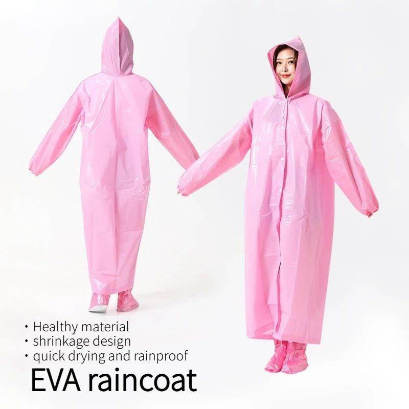 Tragbarer und verdickter EVA-Regenmantel für Erwachsene, regensturmsicher, tragbar und in mehreren Farben erhältlich, notwendig für Outdoor-Wanderungen.