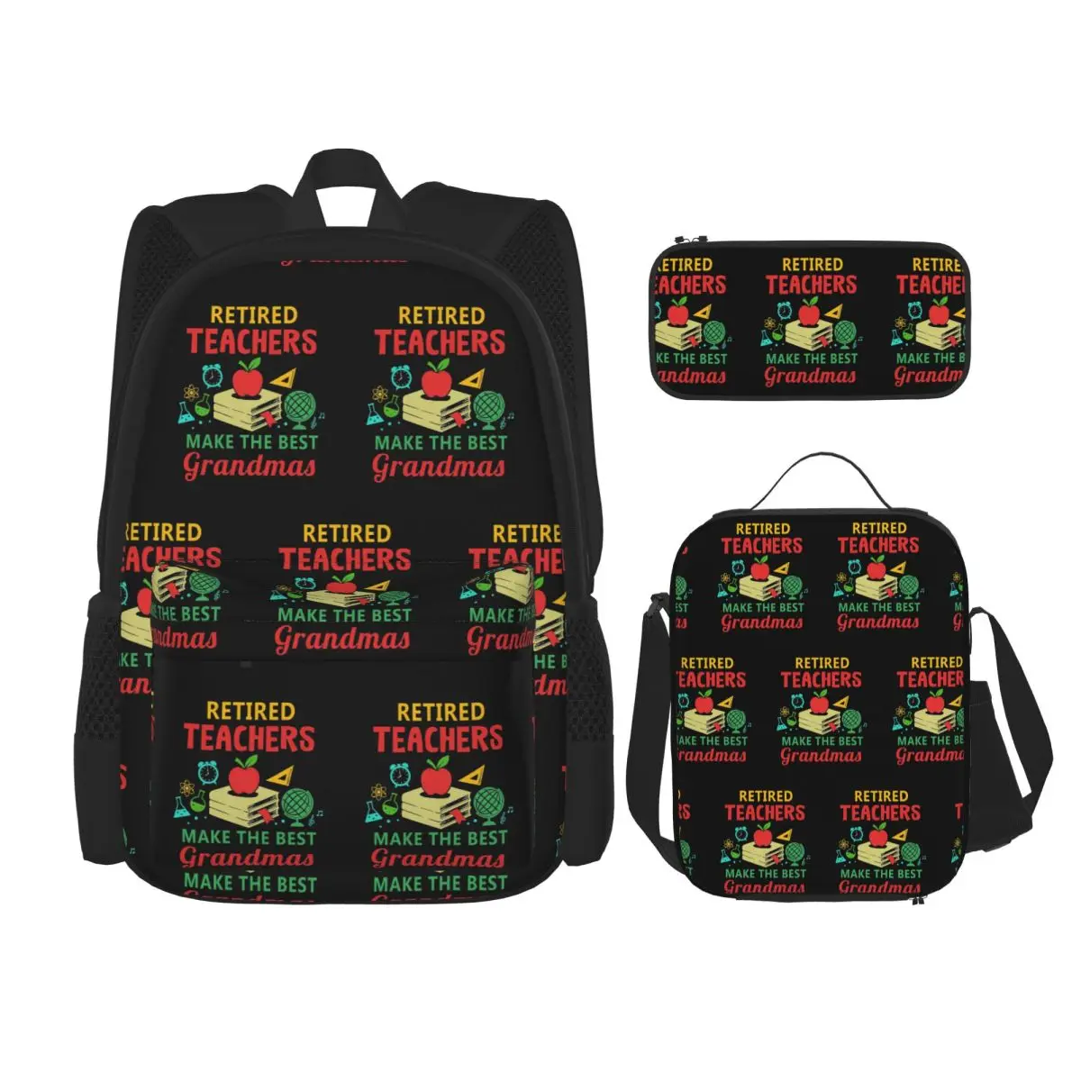 Retired Teachers Make The Best Grandmas Backpacks Kids Bookbag School Bags Rucksack Lunch Bag Pen Bag Three-Piece Set