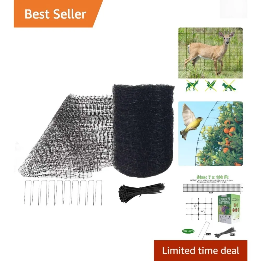 

7x100Ft Anti Deer Bird Netting Reusable Garden Protective Mesh Fence for Plants Fruits Trees, Heavy Duty Animal Barrier