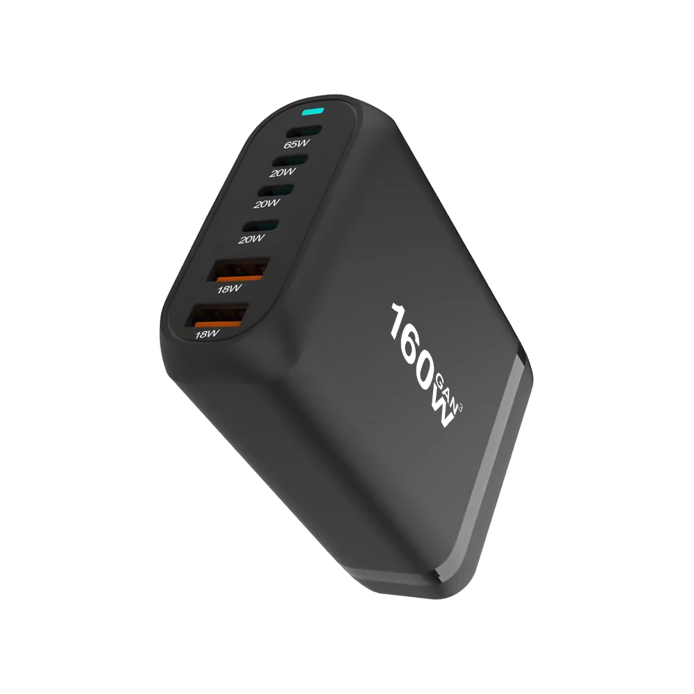 160W Gan Fast Charge 3.0 USB Type C Fast Charger Mobile 6-port USB Type C PD Charger Convenient To Carry Tablet Charger