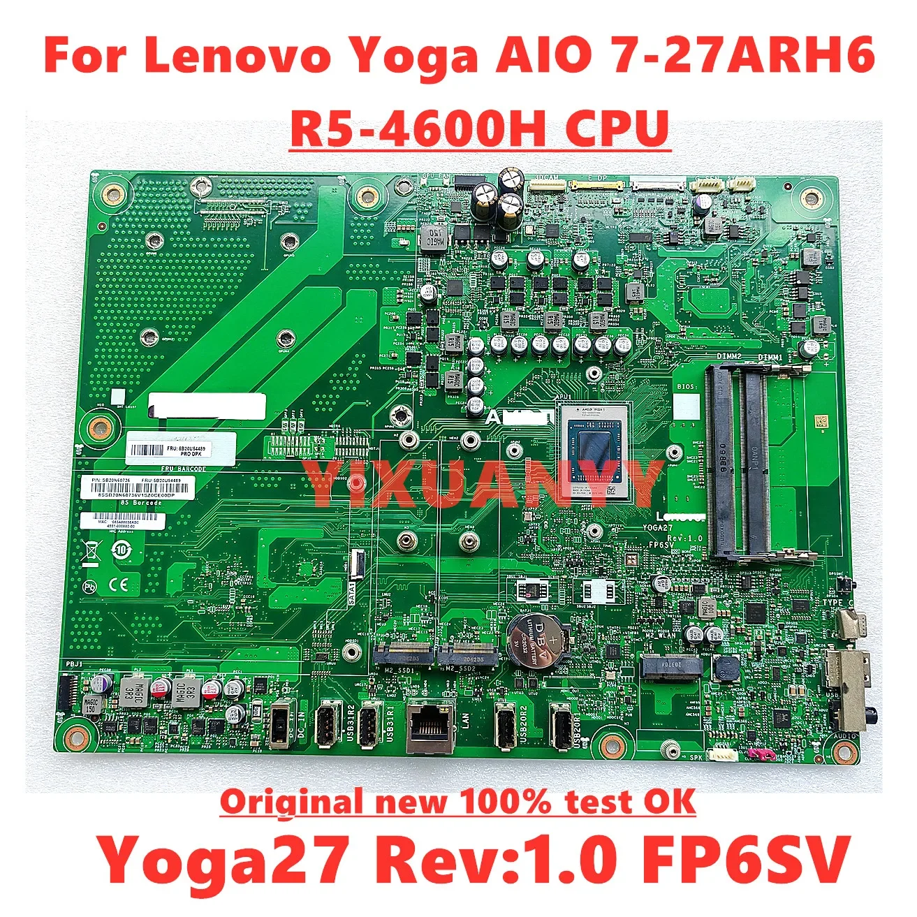 Yoga27 Rev:1.0 FP6SV Motherboard For Lenovo Yoga AIO 7-27ARH6 All-in-One Motherboard CPU R5-4600H R7-4800H 5B20U54489 5B20U54488