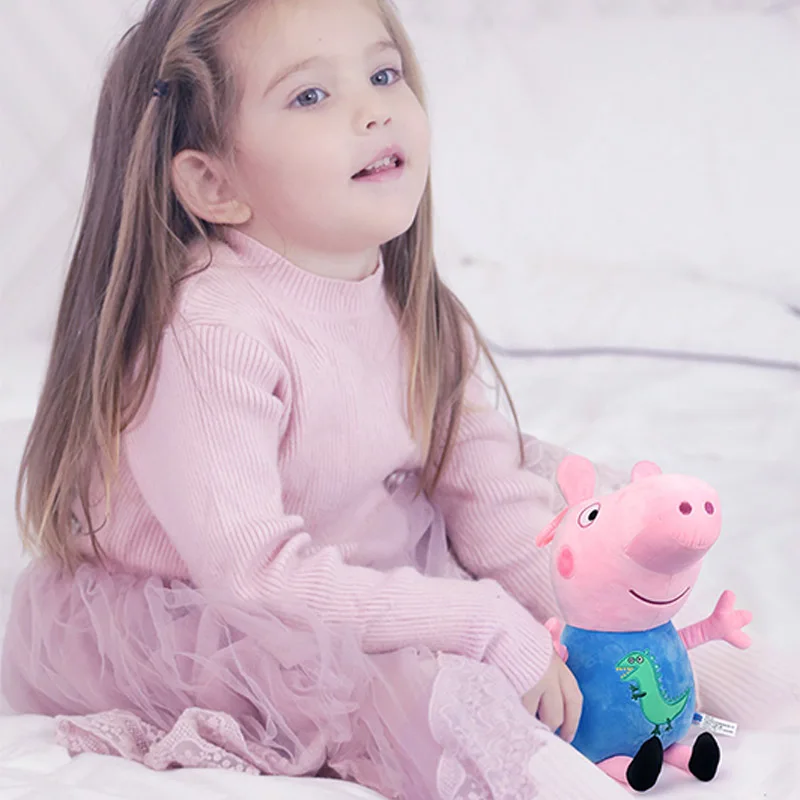 19 cm véritable Peppa Pig jouets en peluche George ours en peluche Mr dinosaure dessin animé Figure en peluche jouets enfants cadeau de noël jouet