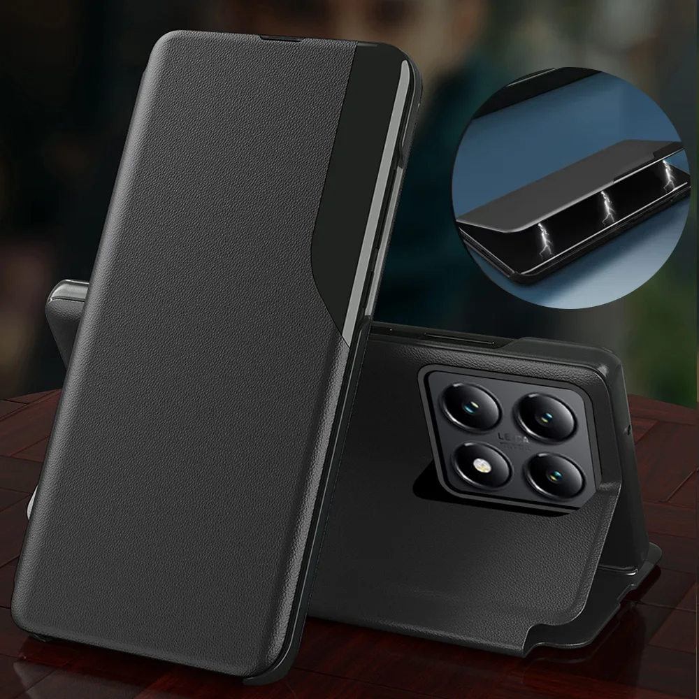 

Case for Xiaomi 14T Pro 14TPro Leather Nano Adsorption 360° Full Body Protection Holder Stand Phone Cover Xiaomi14TPro Shell