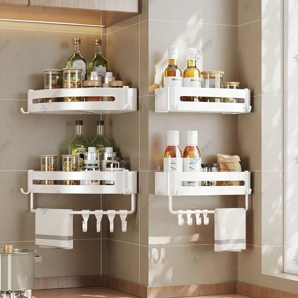 Bathroom Shelf White Aluminum Triangular Holder Shower Shampoo Cosmetics Wall Toilet Corner Storage Rack Organizer Accessories