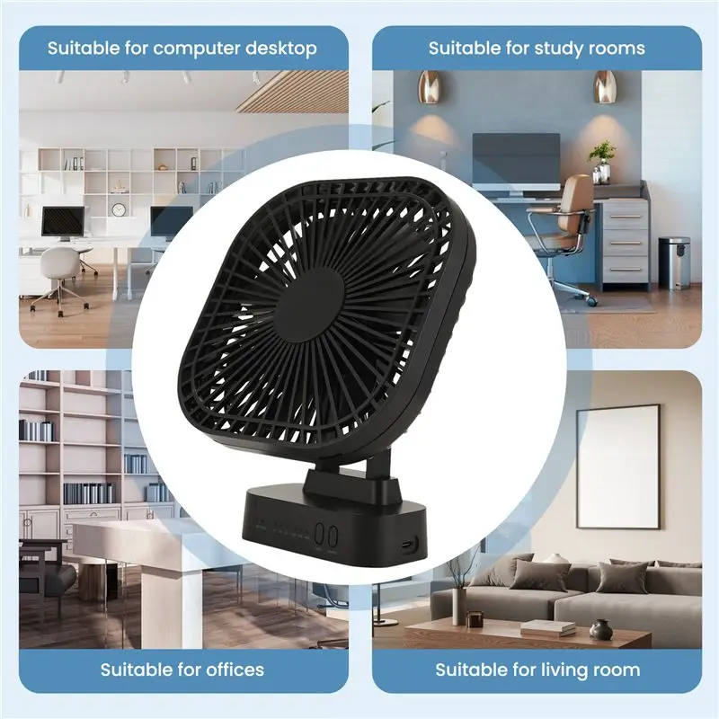 QWE-Desktop Mini Rechargeable USB Fan With Timer Foldable 3 Speed 7 Leaf Portable Quiet Fan For Office Outdoor Camping