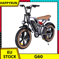 HAPPYRUN G60 Electric Bike 20 inch Fat Tire E-Bike 48V 750W Brushless Motor 48V 18Ah Removable Battery 25km/h Max Speed Bicycle