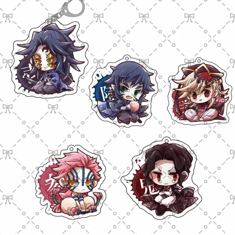 Demon slayer Upper Ranks Q Kokushibo llavero acrílico coleccionable Akaza llavero lindo regalo Doma Gyutaro accesorios juguetes niños