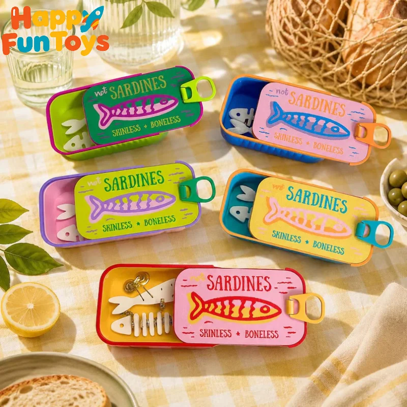 Sardinen-Print Mini-Aufbewahrungsbox aus Blech, tragbare Schmuck-, Ohrhörer-, Pillen- und Münzorganizer-Box für Reisen, Handtaschen und Schreibtische