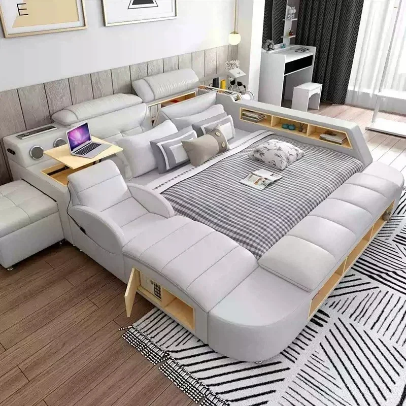 Leather Luxury Beds Tatami Unique French Bunk Workstations Beds Floor Islands Camas Matrimoniales Bedroom Furniture Sets