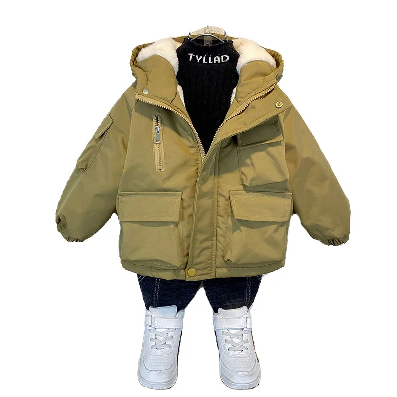 2023 Children Jackets Coat Autumn Winter Boy Clothes Baby Warm Thicken Velvet Outwear Outfits Toddler Kids Clothing 3-10 Years