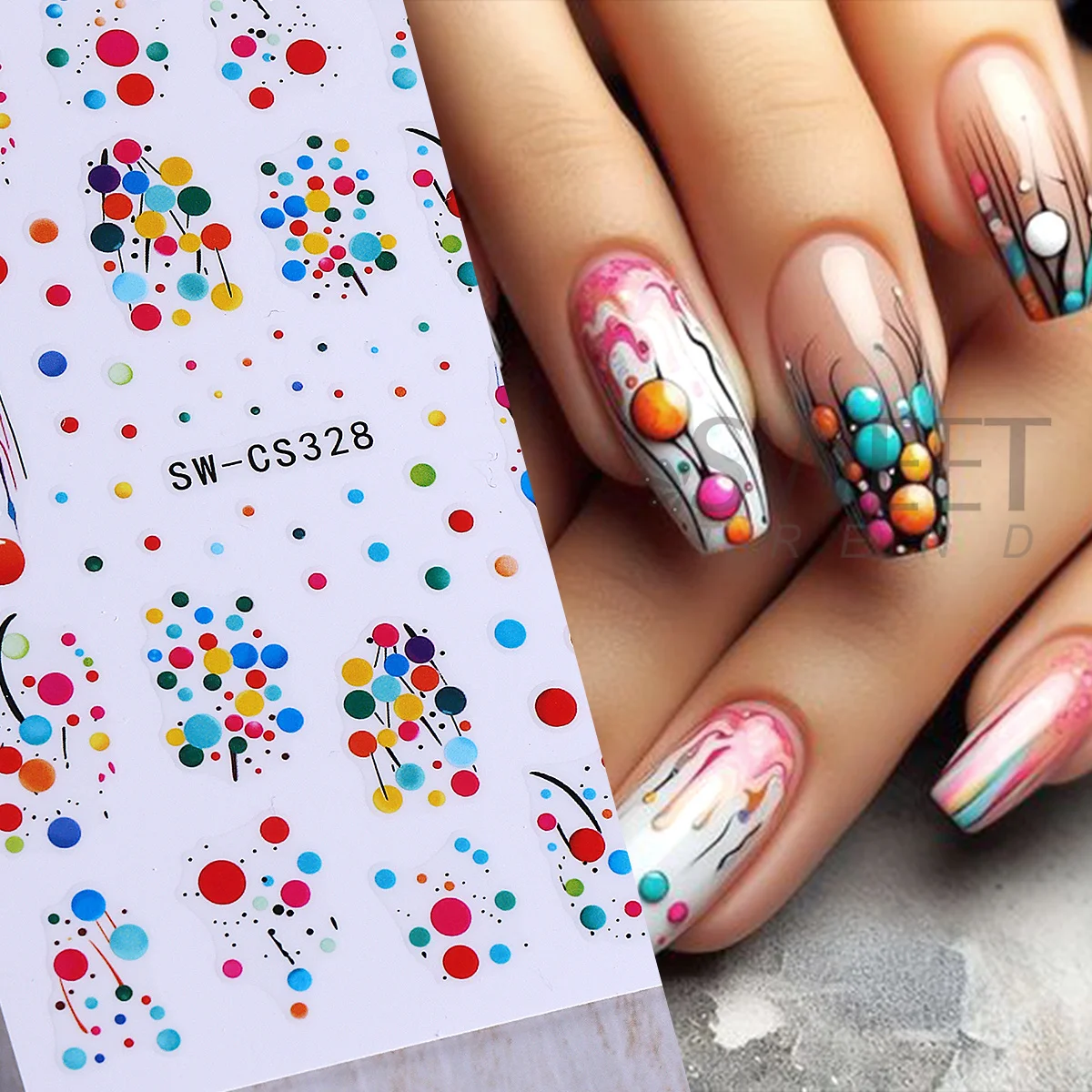 2 قطعة منقطة ملونة ملصقات الأظافر الشارات الكتابة على الجدران متعة نقطة التصميم الفرنسي المتزلجون السنة الجديدة DIY بها بنفسك تتجه مانيكير ديكور رقائق