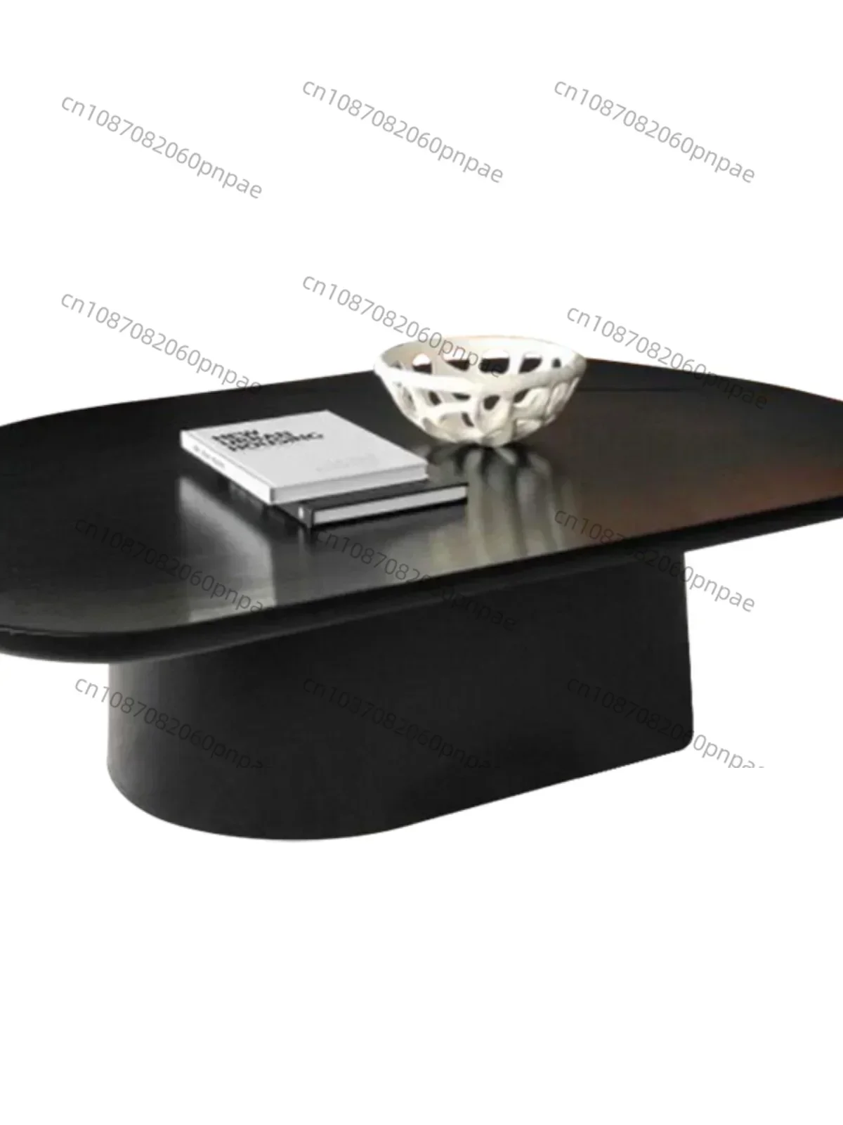 

-Nordic Light Luxury And Silent Modern Simplicity Model Room Oval Black Oak Italian Tea Table Living Room Tea Table Side Table