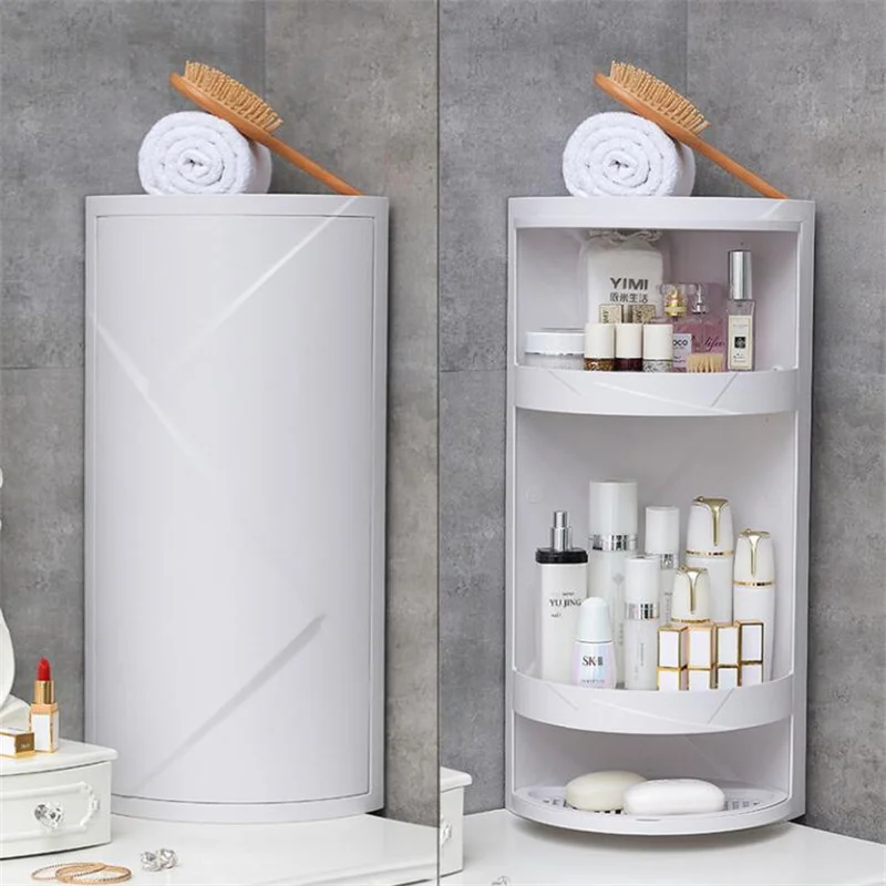 

Bathroom Corner Storage 360-Degree Rotating Wall-Mounted Shelf Shampoo Cosmetics Kitchen Organize Household Bathroom Accessories