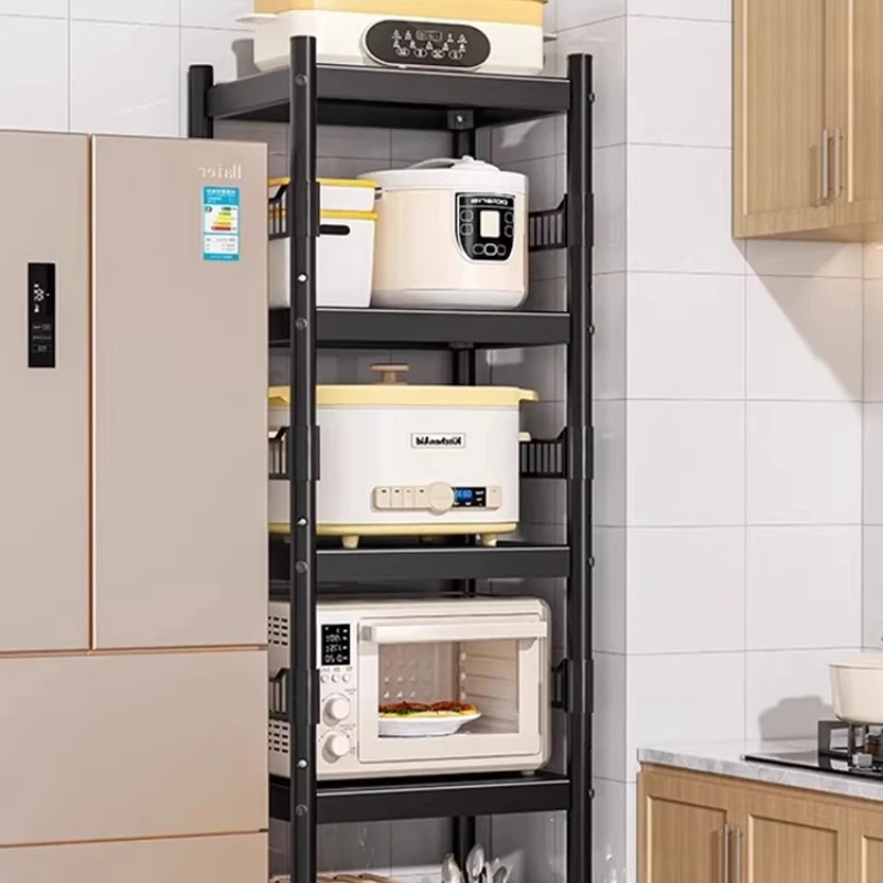 Kitchen crevice rack multi-layer floor-to-ceiling microwave oven storage multi-functional oven pot storage rack