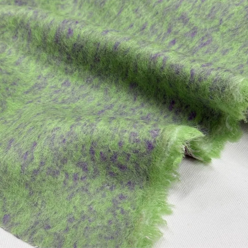 1Meter Light Green Gauze Mixed Color Single-sided Alpaca Fabric Autumn and Winter Woolen Coat Coat Fabric