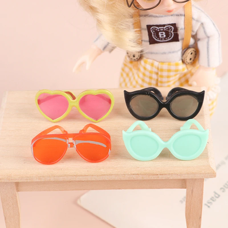 2 Pcs 1/6 Doll Simulation Mini Sunglasses Doll Glasses Doll Eyewear Dress Up Accessories Dollhouse Decoration