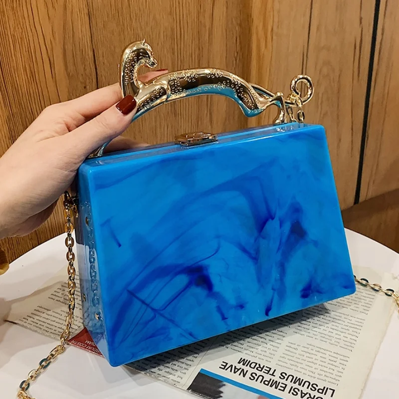 Mode Acryl Handtaschen für Frauen neue Farbe Abend Box quadratische Tasche weibliche ungewöhnliche hochwertige Luxus Frau Umhängetasche