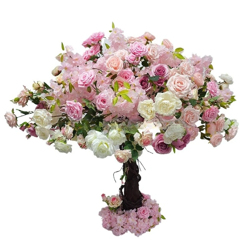 

Smooth new pink rose plant dining table tree 1.2m cherry blossom tree artificial cherry blossom pink cherry blossom tree wedding