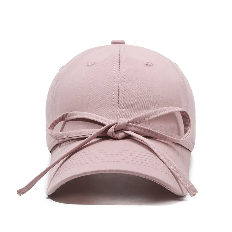 New Women Korean Bow Ribbon Baseball Hats Sunshade Niche ins Breathable Snapback Caps Versatile Fashion Sweet Simple Student