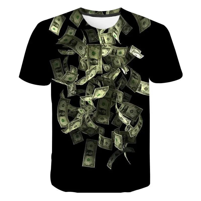 Summer Tide Fashion U.S. Dollar Picture Men T-Shirts Casual 3D Print Tees Hip Hop Personality Round Neck Short Sleeve Tops