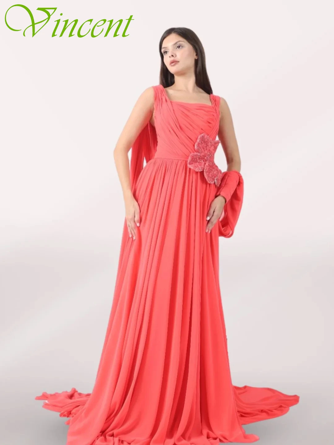 Customized A-Line Spaghetti Straps Sleeveless Elegant Evening Dress Delicate Bespoke Occasion Gowns Fashion Celebrity Gowns