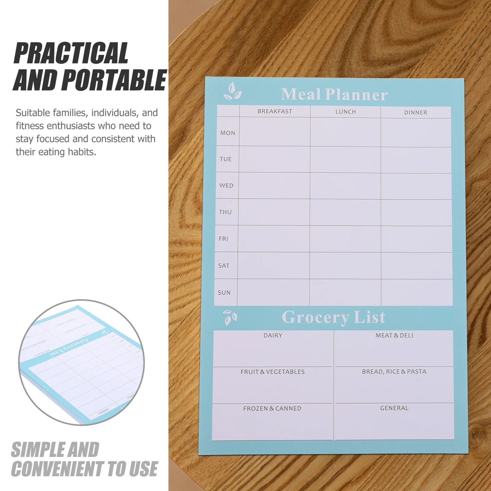 Tearable Weekly Diet Notebook for Home Food List Menu Planner Household Calendar Menu Notebook for Kitchen Weekly Calendar