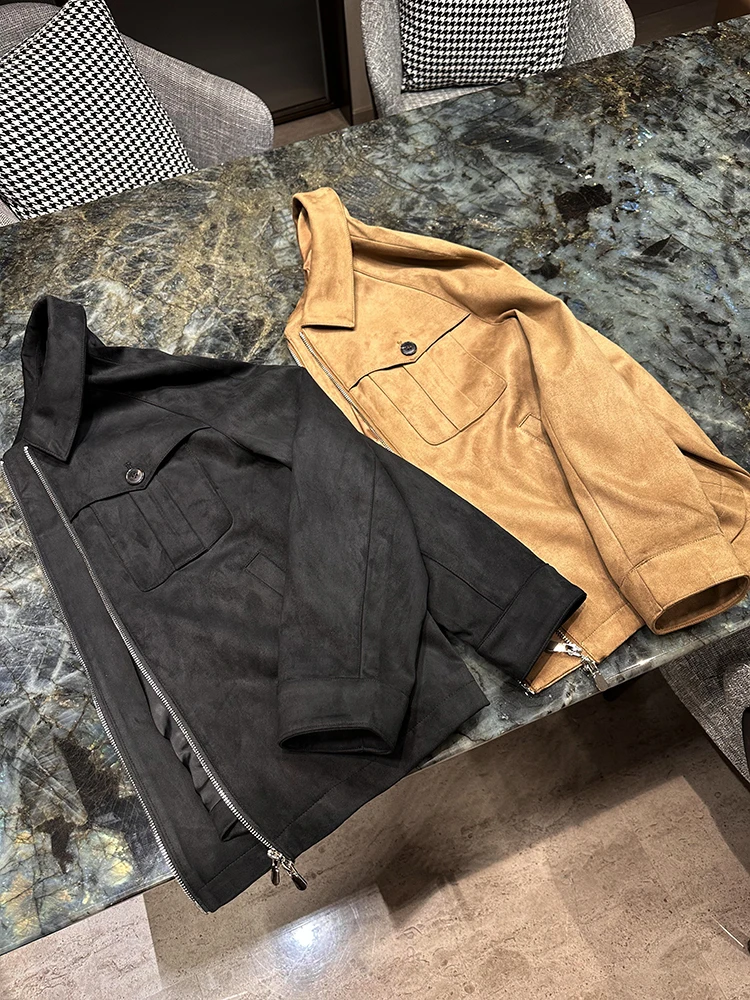 

Мужская повседневная рабочая куртка из искусственной замши на осень-зиму, с множеством карманов, высококачественная, модная, городская, стильная, с длинными рукавами