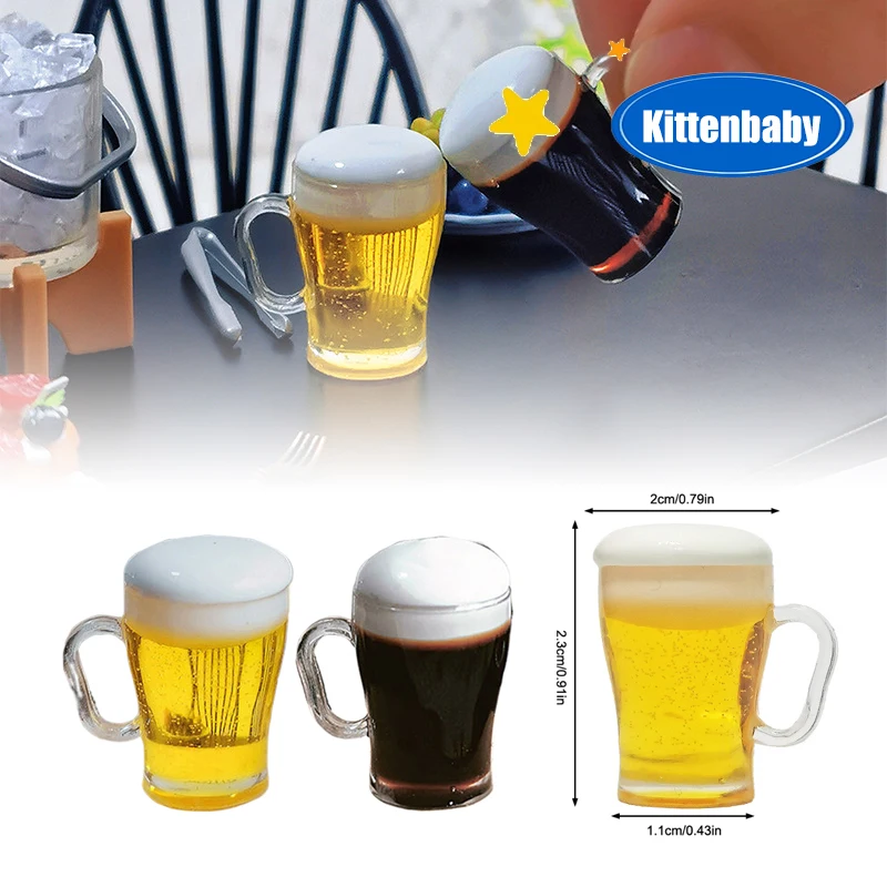 Accesorios en miniatura para casa de muñecas, taza de cerveza, muebles de simulación, juguetes para decoración de casa de muñecas, juguete para juego de imitación, 1/12