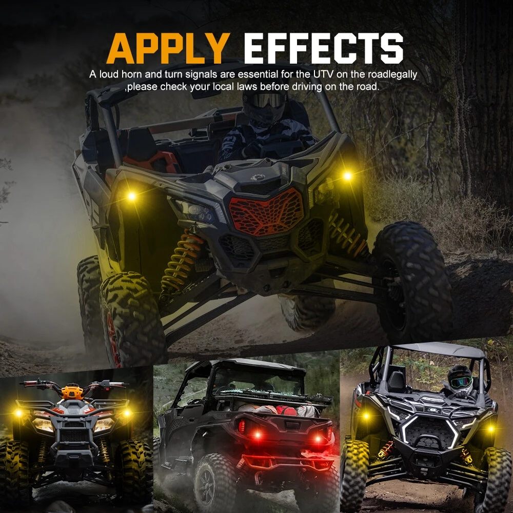 For 2017-2025 Can-am Maverick X3 MAX UTV Turn Signal Kit with 110dB Horn Pre-Wired Plug and Play Waterproof Blinker Universal OE