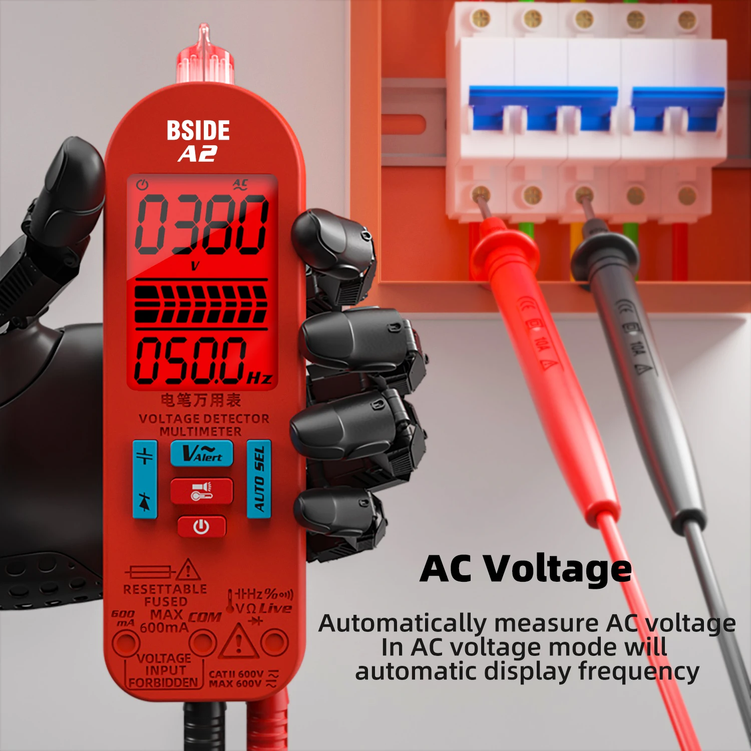 BSIDE Smart Digital Multimeter Rechargeable Professional Automatic Voltage Tester Handheld VFC AC DC Diode Capacitor Resistance