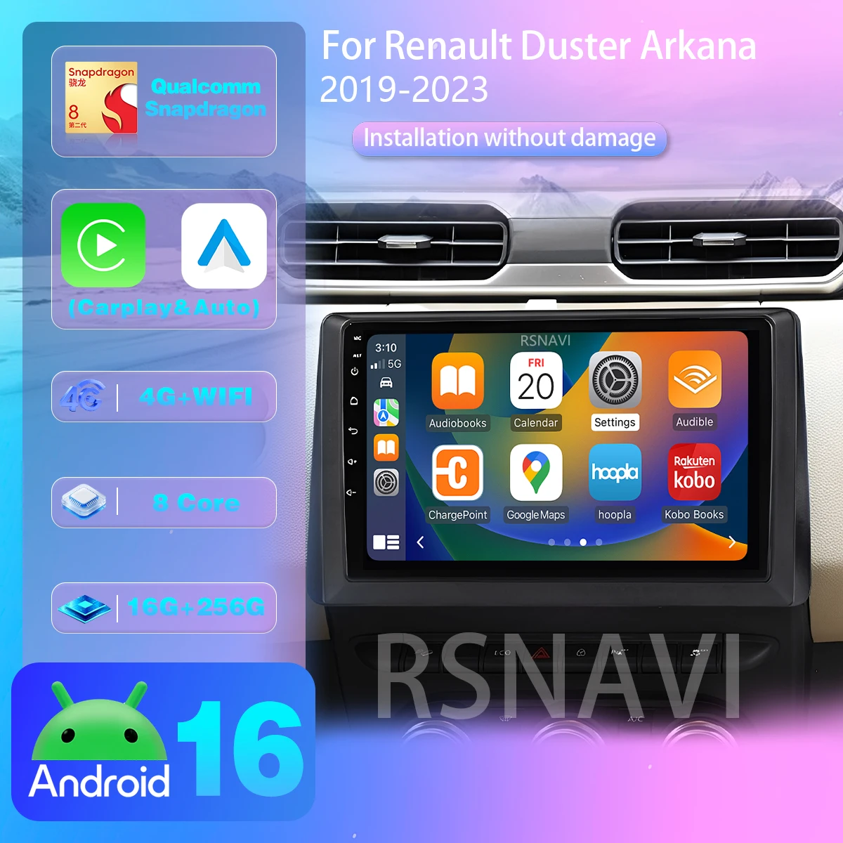 Android 16 Carplay Auto For Renault Duster HM 2 2020 - 2021 Arkana 1 2019-2021 Stereo Car Radio Multimedia Player Plug and Play