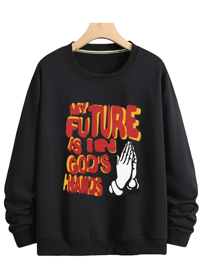 

2025 Autumn and Winter Round-neck Hoodie Future Prints Sweaters Gods Hands Mens Warm Pullover Is for Both Men and Women Top