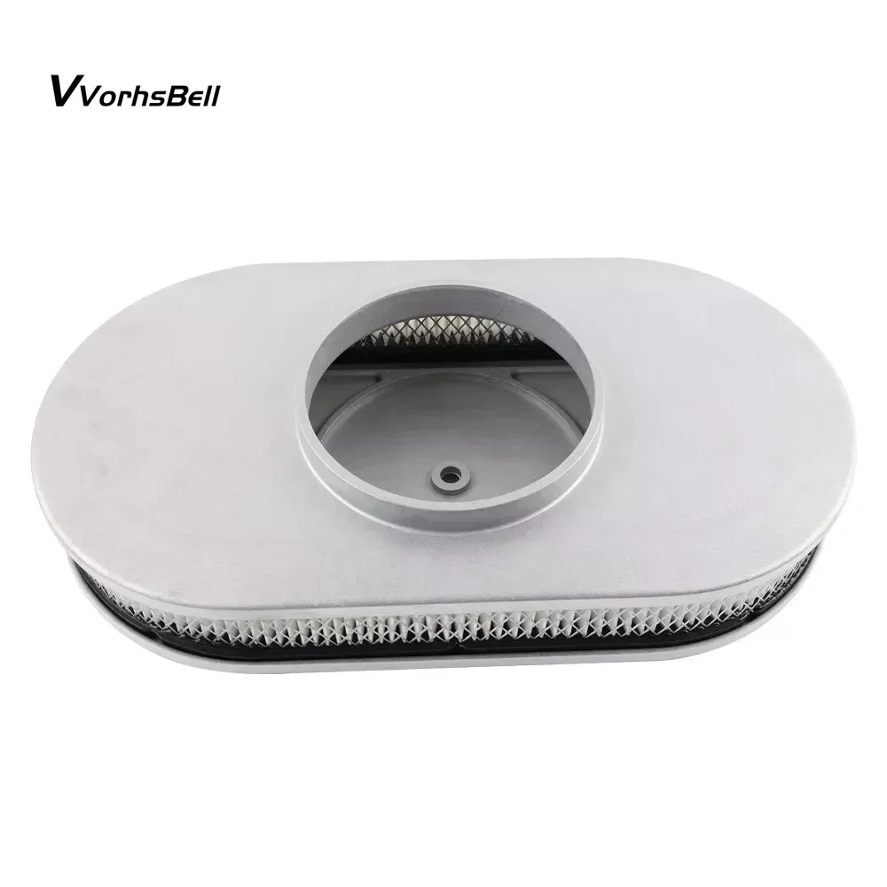 

15-inch Polished Aluminum Retro Air Cleaner for Automotive Parts: Full-finned Oval Assembly with Filter Element