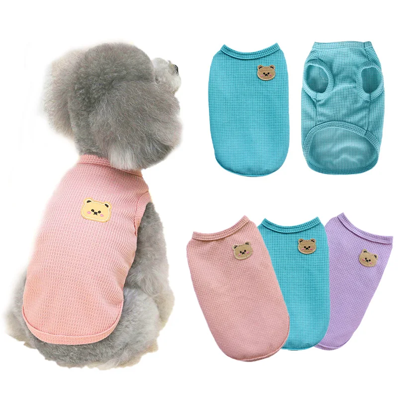 Pet Dog Shirts Cute Bear T-shirt Breathable Cat Solid Shirts Fashion Chihuahua Yorkshir Vest  Puppy Clothing Dog costume