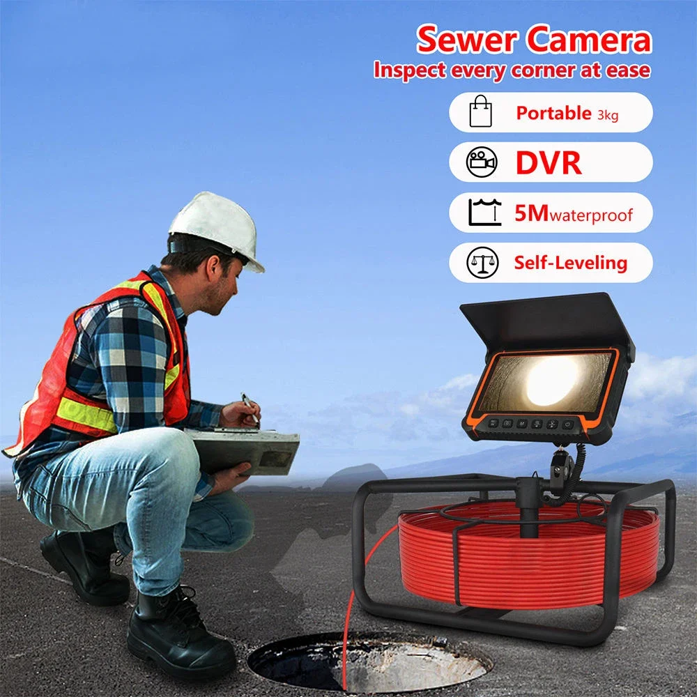 50m 512hz sonde AHD 1080P 7inch Snake Video Endoscope Camera Pipe Drain Sewer Well Wall Underwater Inspection Camera System