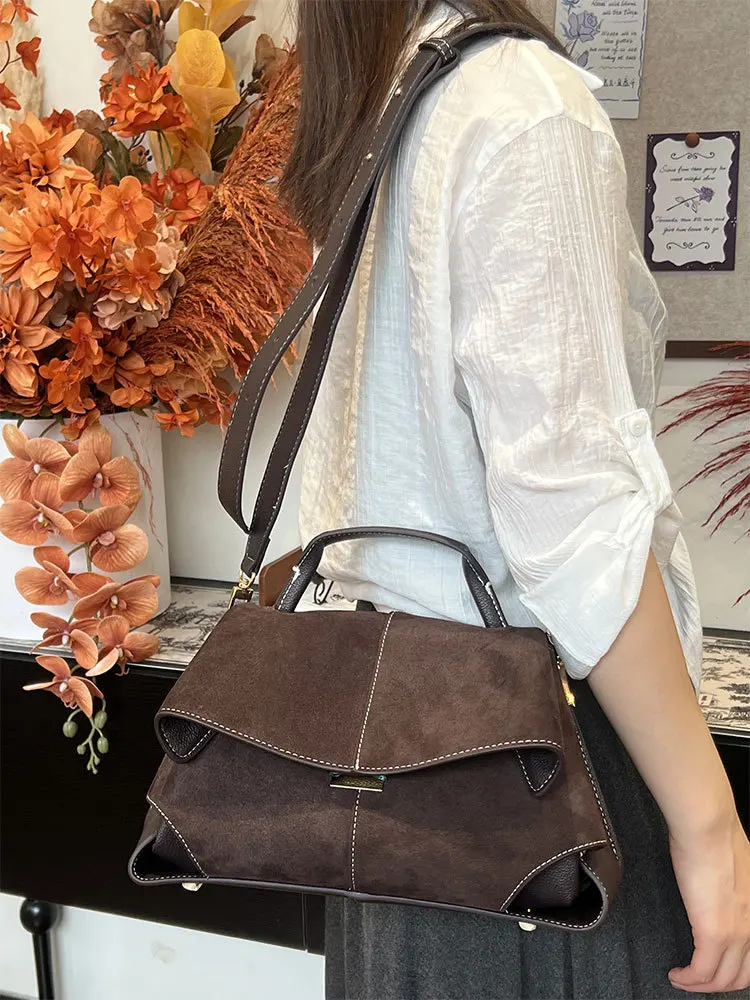 الخريف والشتاء جديد ماتي حقيبة يد جلدية الراقية يشعر سيدة العصرية مصمم رفرف حقائب كتف العلامة التجارية عادية سحابة شل حمل