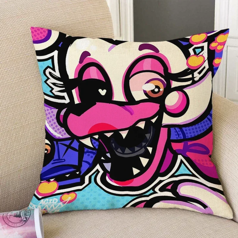 Fnaf Decorative Pillows for Sofa Anime Pillow Cover 40x40 Pillowcases 50x50 Pilow Cases Pillowcase Car Decoration Fall Decor